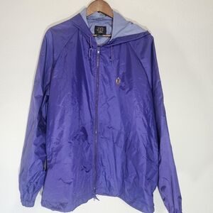 Turbo Cuccini Mens Jacket Size XL Purple Full Zip‎ Embroidered Logo Hooded Coat